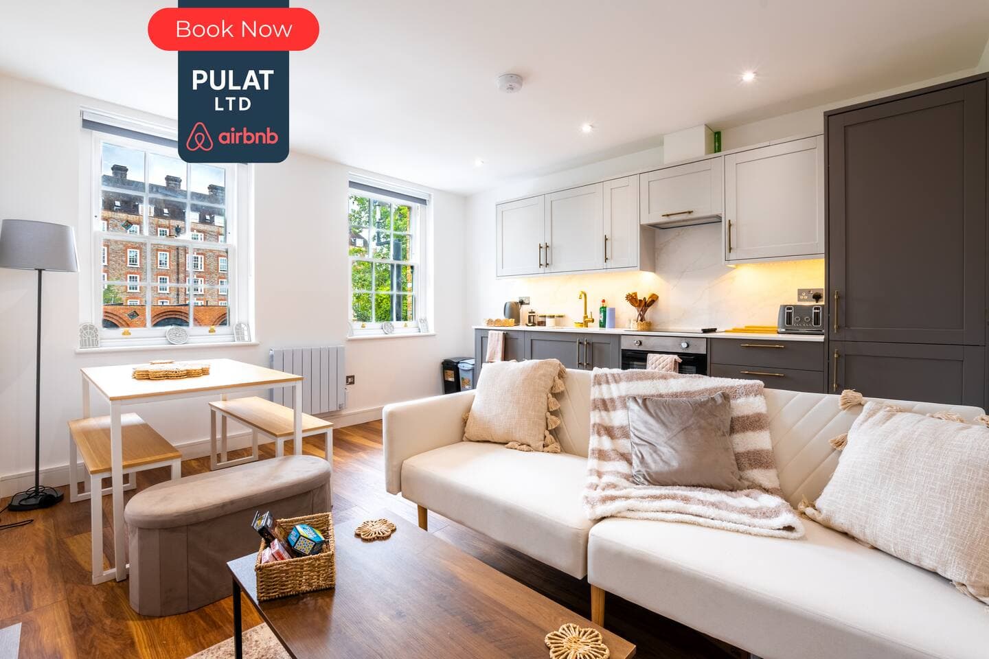 Lounge, Kitchen & Dining at Pulat Ltd Short Lets & Serviced Accommodation