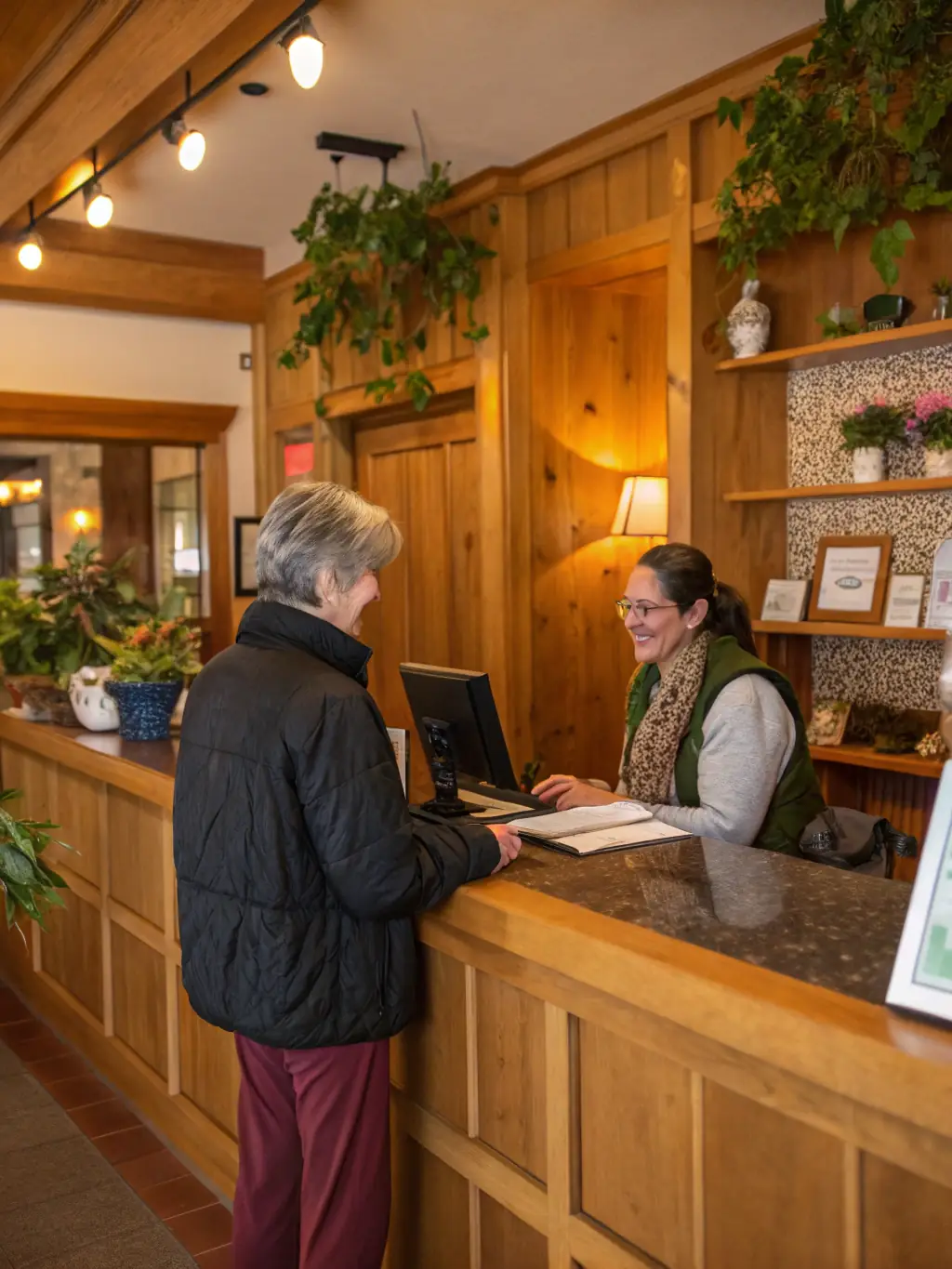 A guest receiving assistance from a friendly Pulat Ltd staff member, highlighting the personalized service and support provided.